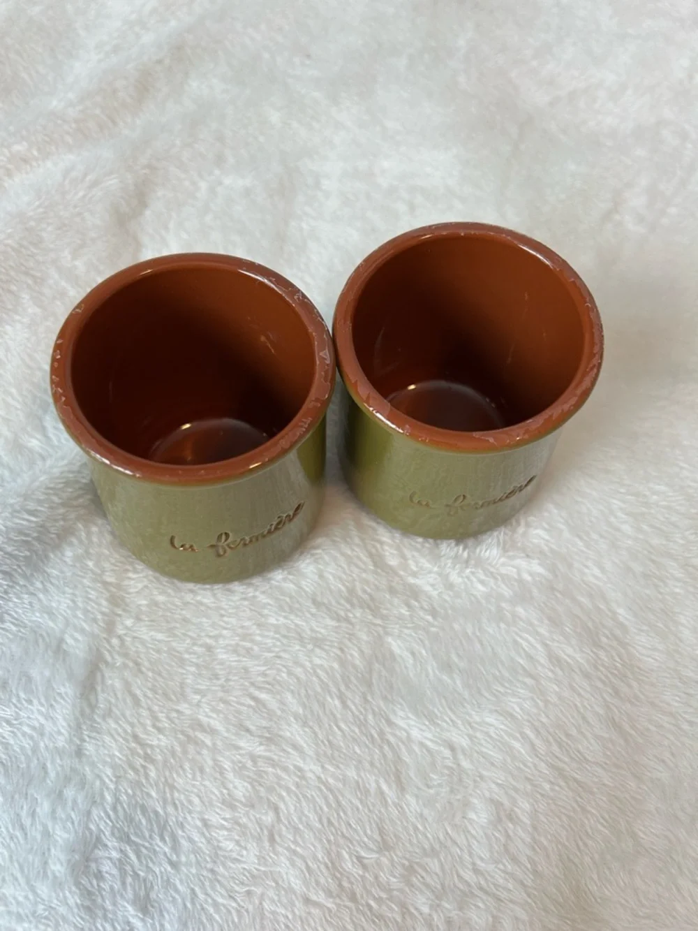 glazed terracotta yogurt pots, specifically the Olive Green set of 2